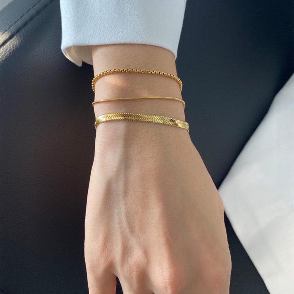 18k gold box chain bracelet, chain bracelet, stacking bracelet - Picture 1 of 3